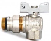 KOER Шаровый кран угловой с американкой Koer 3/4" white "антипротечка"