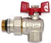 KOER Шаровый кран угловой с американкой Koer 3/4" red "антипротечка"