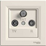 Schneider Electric Розетка Schneider Asfora TV-R-SAT проходная (4 dB) кремовая (EPH3500223)