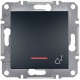 Schneider Electric Выключатель кнопочный с подсветкой симв. "Звонок" Schneider Asfora Plus антрацит (EPH1700171)