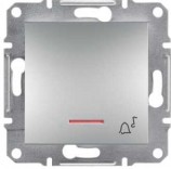 Schneider Electric Выключатель кнопочный с подсветкой симв. "Звонок" Schneider Asfora Plus алюминий (EPH1700161)