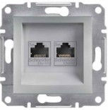 Schneider Electric Розетка компьютерная двойная RJ45 UTP 5e Schneider Asfora Plus алюминий (EPH4400161)