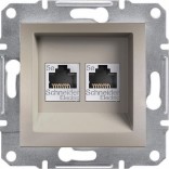 Schneider Electric Розетка компьютерная двойная RJ45 UTP 5e Schneider Asfora Plus бронза (EPH4400169)
