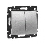 Legrand Выключатель 2-клавишный Legrand Valena 770105 алюминий