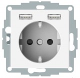 Merten Розетка Schuko с 2 USB 2,4 A Schneider Merten (MTN2366-0319) полярный белый