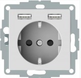 Merten Розетка Schuko с 2 USB 2,4 A SМ Schneider Merten (MTN2366-0325) активно-белый