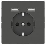 Merten ������� Schuko � 2 USB 2,4 A SD Schneider Merten (MTN2366-6034) ��������