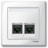 Merten Панель компьютерной розетки двойная System M Schneider Merten (MTN469919) полярный белый