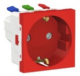 Schneider Electric Розетка (с заземлением) шторки 16А самозаж. Schneider Unica New (NU305703) красный