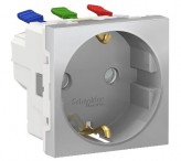 Schneider Electric Розетка (с заземлением) шторки 16А самозаж. Schneider Unica New (NU305730) алюминий