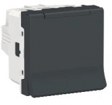 Schneider Electric Розетка (із заземленням) шторки, кришка 16А Schneider Unica New (NU303754TA) антрацит