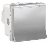 Schneider Electric Розетка (із заземленням) шторки, кришка 16А Schneider Unica New (NU303730TA) алюміній