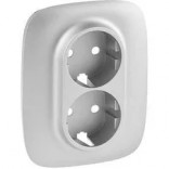 Legrand Лицевая панель для двойных розеток 2К+З Valena Allure 754957 алюминий