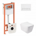 Q-tap Комплект инсталляция Q-tap 3 в 1 Nest QT0133M425 с панелью смыва QT0111M08V1384W + унитаз Crow QT05335170W