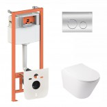 Q-tap Комплект инсталляция Q-tap 3 в 1 Nest QT0133M425 с панелью смыва QT0111M11112CRM + унитаз Swan QT16335178W