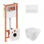 Q-tap Комплект инсталляция Q-tap 3 в 1 Nest QT0133M425 с панелью смыва QT0111M08V1384W + унитаз Tern QT1733052ERW