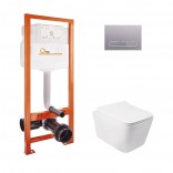 Q-tap Комплект инсталляция Q-tap Nest QTNESTM425M08SAT + унитаз с сиденьем Crow QT05335170W