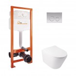 Q-tap Комплект инсталляция Q-tap Nest QTNESTM425M11CRM + унитаз с сиденьем Swan QT16335178W
