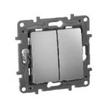 Legrand Выключатель 2-клавишный Legrand Etika 672402 алюминий