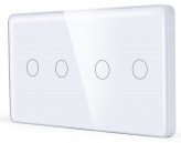 1DAL Двойной выключатель сенсорный 1DAL (2+2 сенсора) Белый стекло | С нейтралью