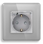 1DAL Стеклянная розетка 1DAL | Серый, с З/К + крышка