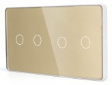 1DAL Двойной выключатель сенсорный 1DAL (2+2 сенсора) Золото стекло | С нейтралью