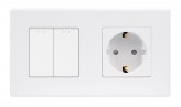 1DAL Выключатель (2 клав.) + Розетка З/К 1DAL | Белый (P157-SW2G-ST.WT)