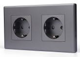1DAL Двойная розетка 1DAL | Серый, З/К + шторки (P157-STX2.GR)