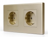 1DAL Двойная розетка 1DAL | Золото, З/К + шторки (P157-STX2.GD)
