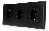 1DAL Тройная розетка 1DAL | Черный, З/К + шторки (P228-STX3.BL)